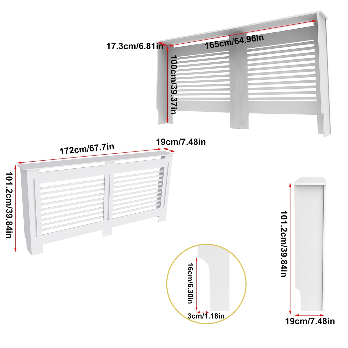 Wisfor White Wood Radiator Cover With Horizontal Slats