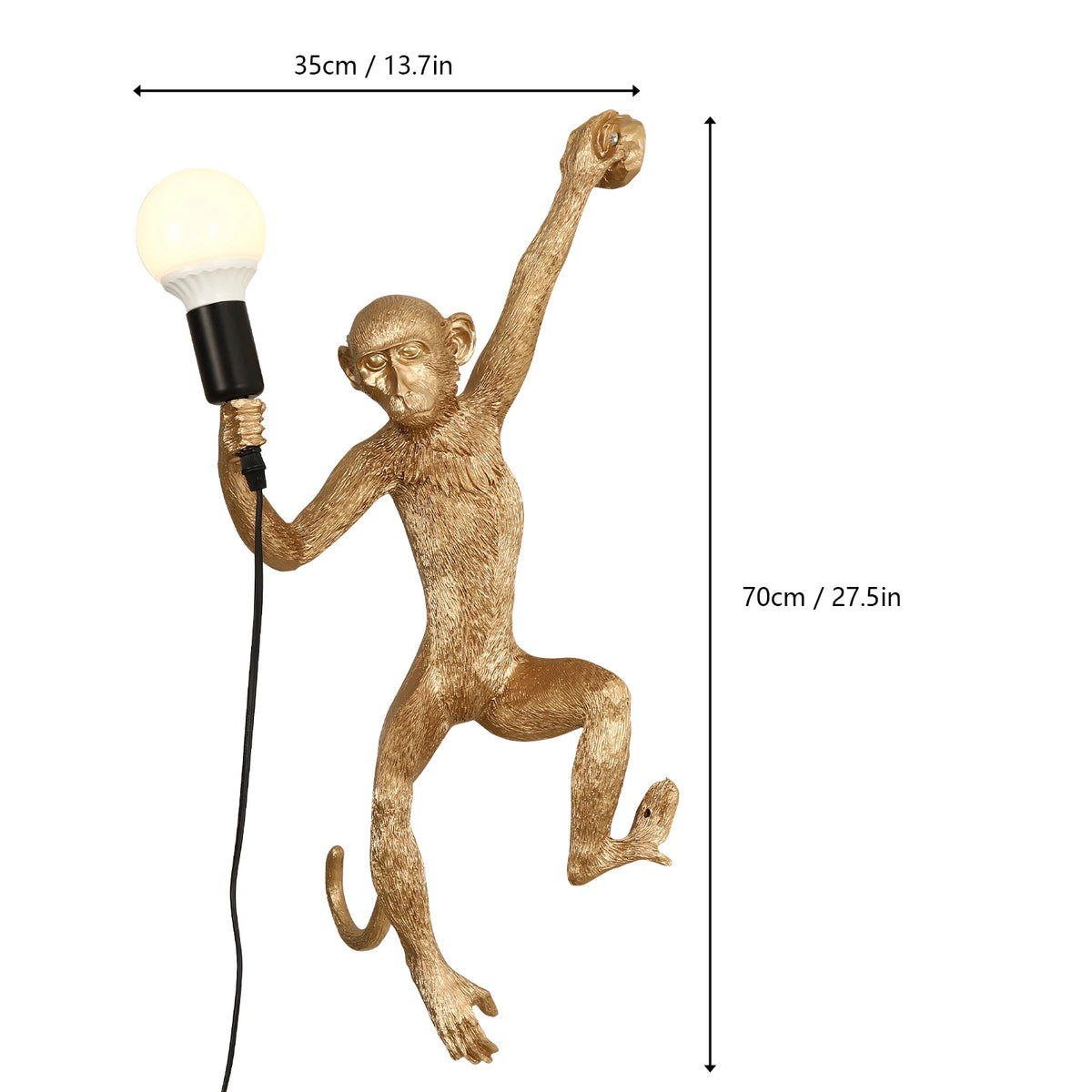 60w 110v Monkey Shape Wall Lamp, E26 Bulb Wall Mount Lamp, Wall Mount Light Fixture 35*70cm