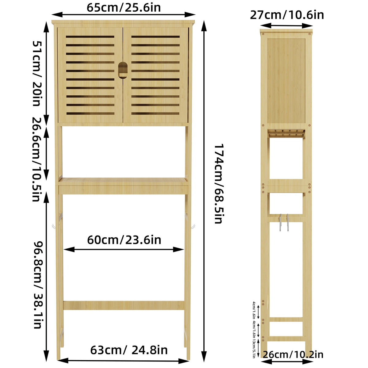 Wisfor Bamboo Over The Toilet Storage Cabinet