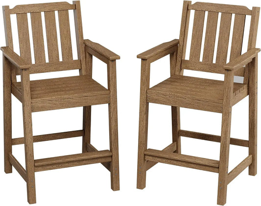 HiMISS All Weather HDPE Bar Height Chair Set Two Pack