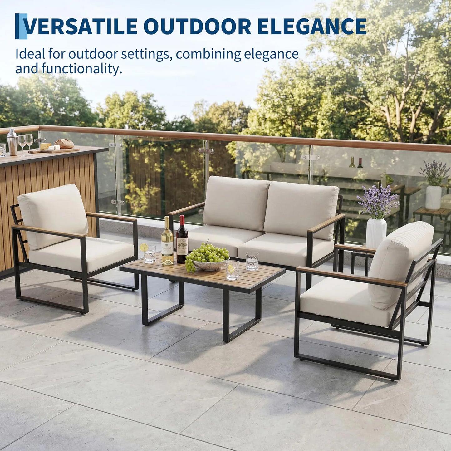 HobbyLane Modern Patio Furniture Set With Coffee Table