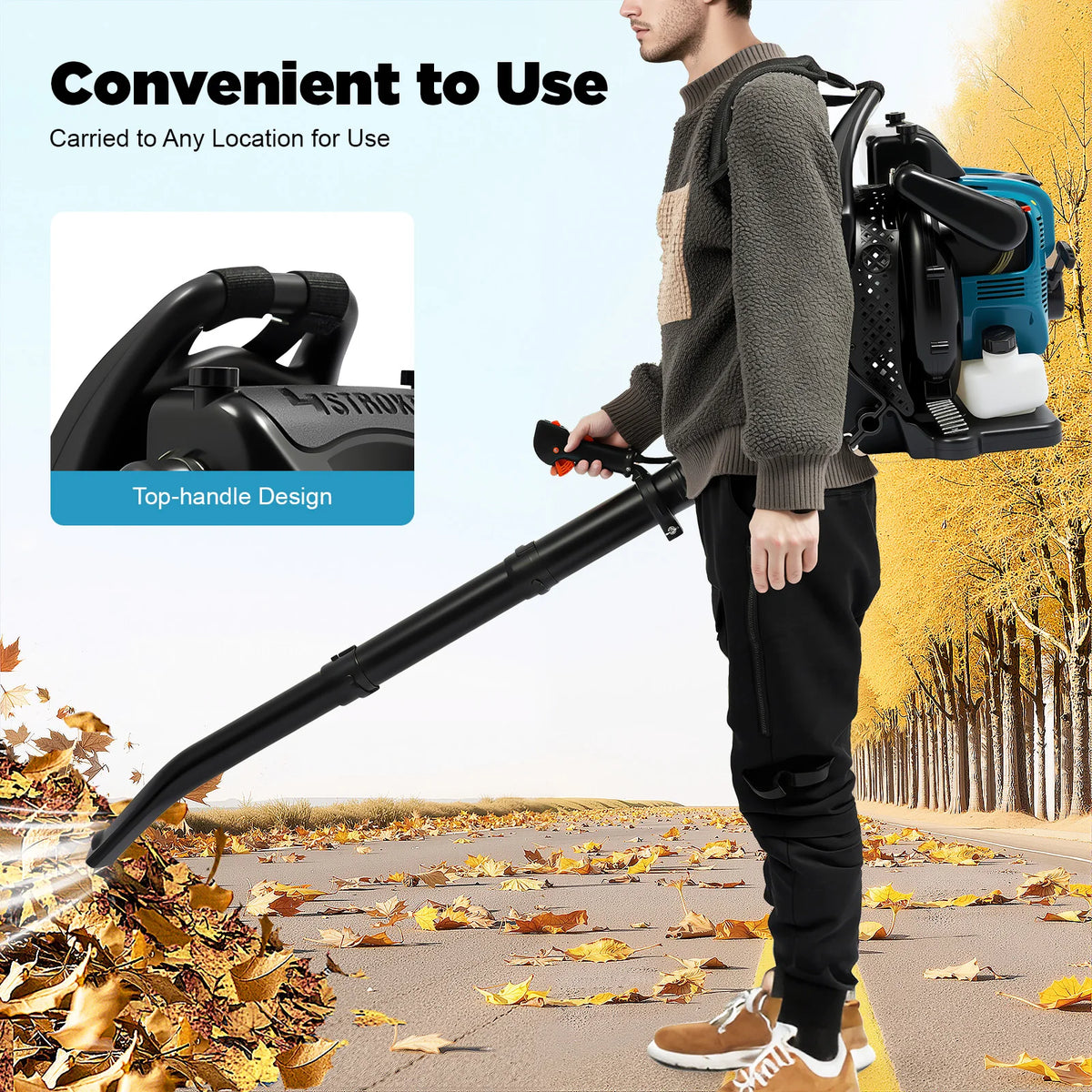 Bymaocar 4 Stroke 75.6cc Gas Backpack Leaf Blower