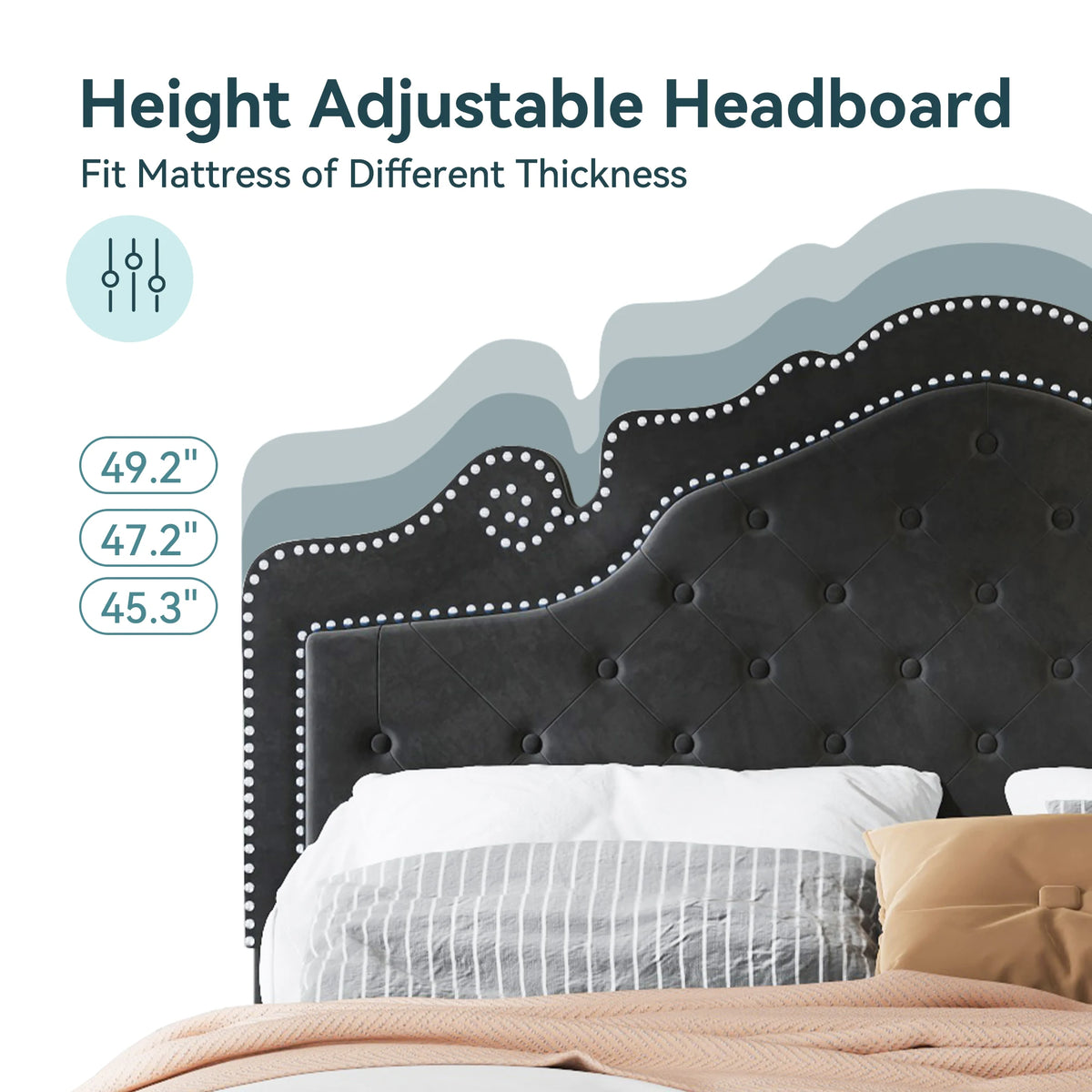 HOOMIC Platform Bed Frame With Adjustable Tiara Headboard