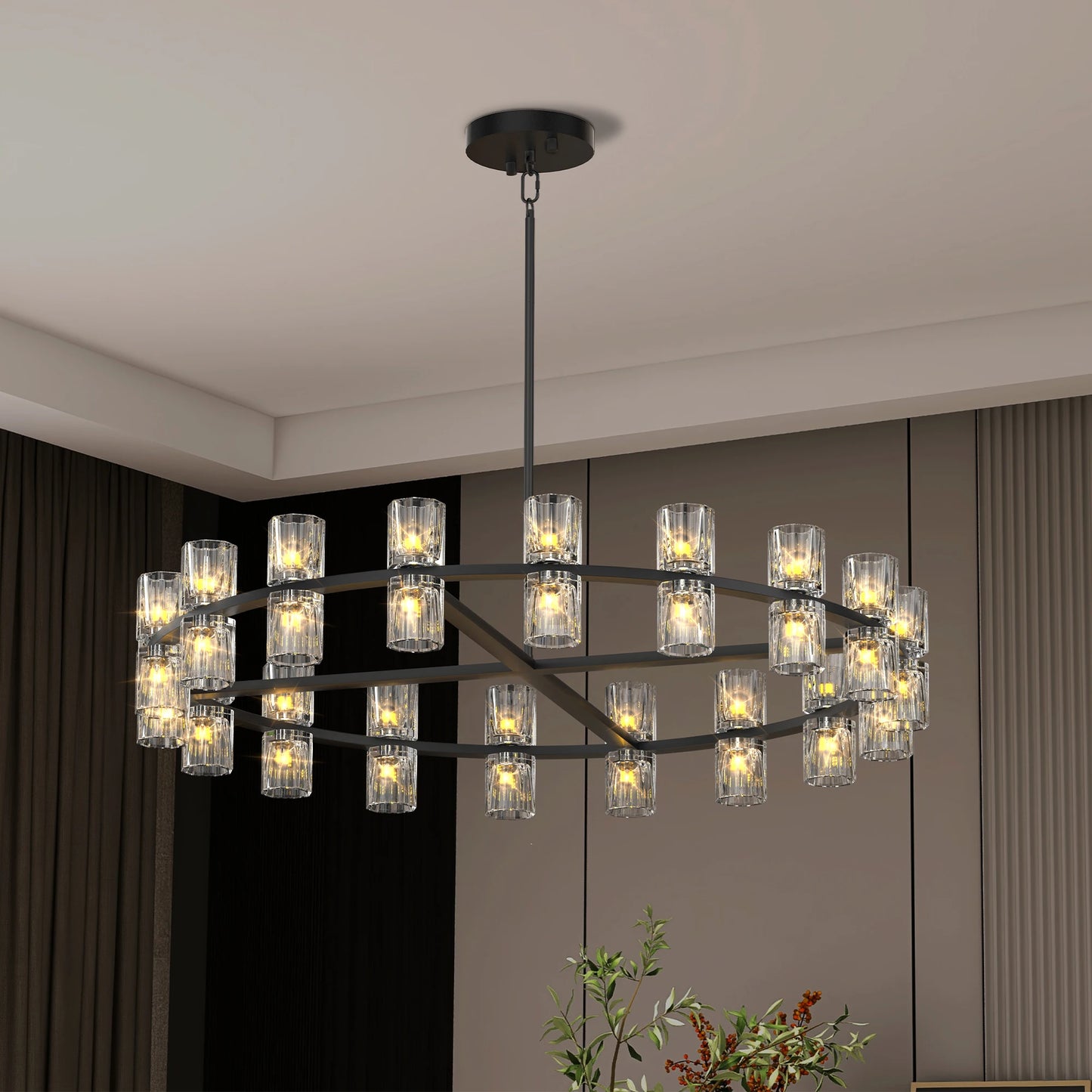 23.6 Inches Luxury Chandeliers Crystal Living Room Bedroom Decorative Lights Simple Modern Dining Room LED Lighting