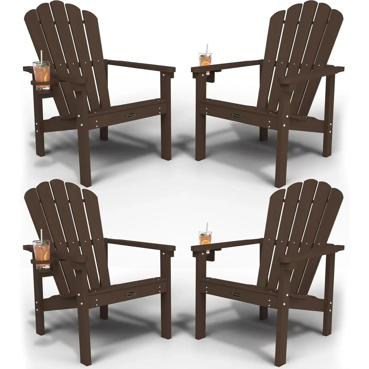 Stackable Adirondack Chair Set Of 4 HDPE All Weather
