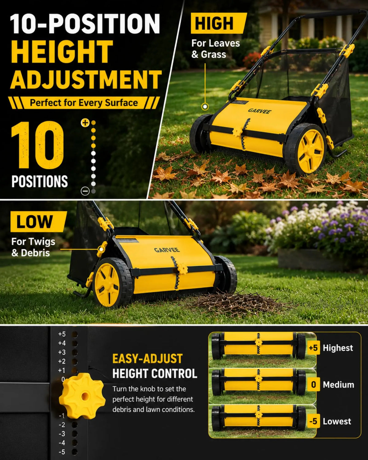 HiMISS Push Lawn Sweeper Leaf And Grass Collector