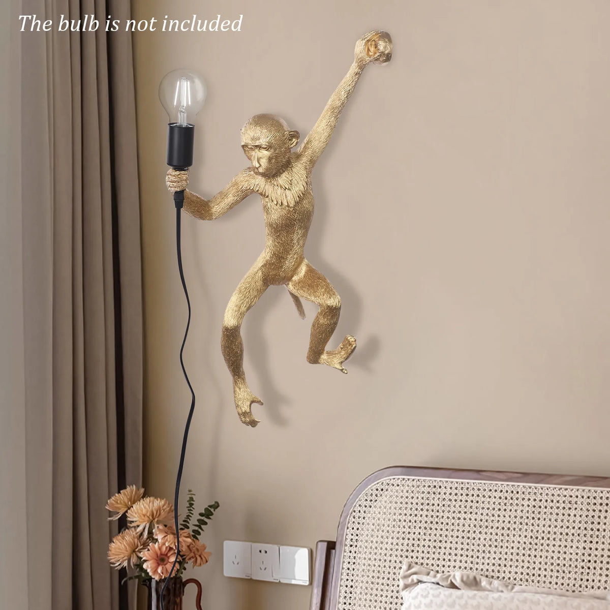 60w 110v Monkey Shape Wall Lamp, E26 Bulb Wall Mount Lamp, Wall Mount Light Fixture 35*70cm