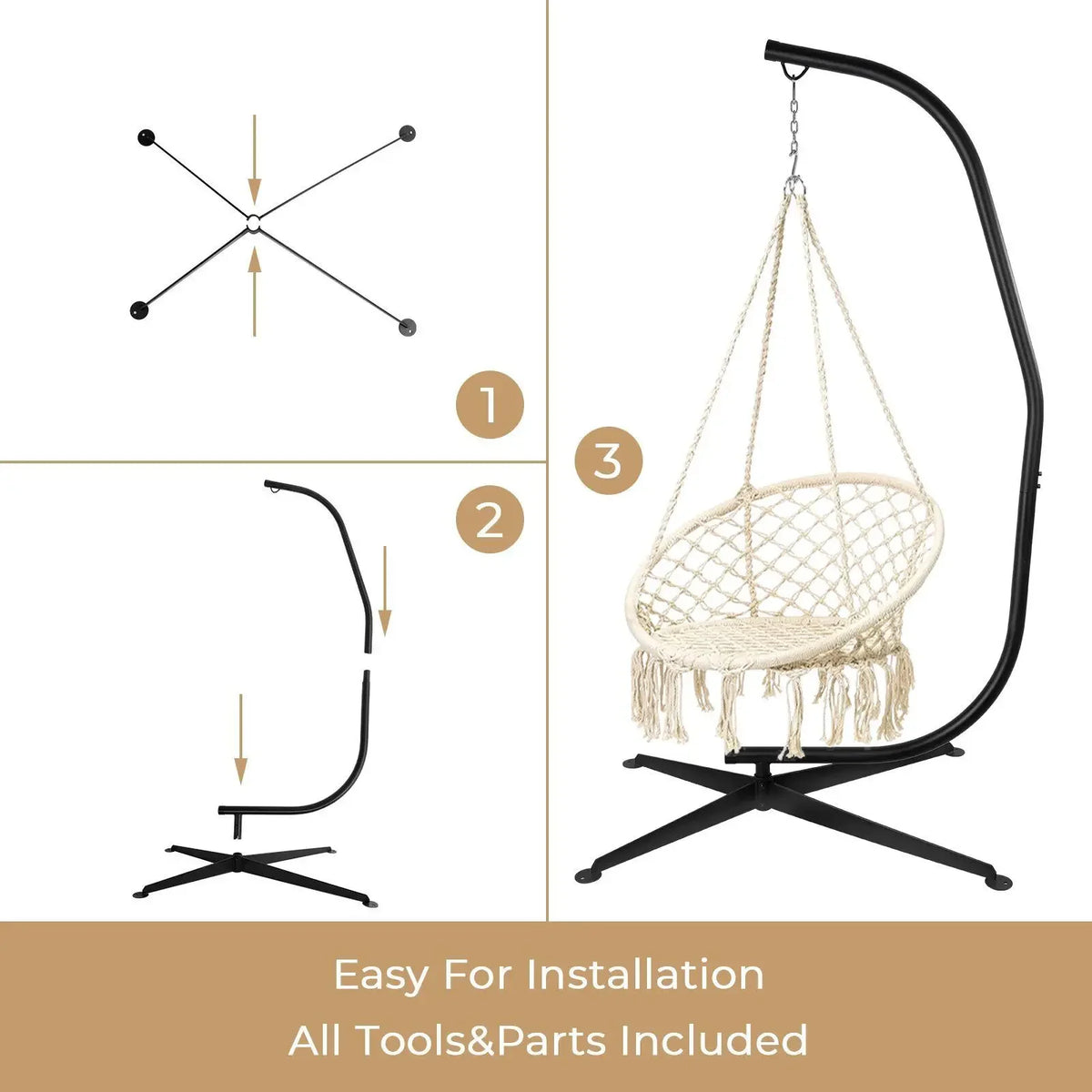 Homfa Heavy Duty Metal Hanging Chair C-Stand