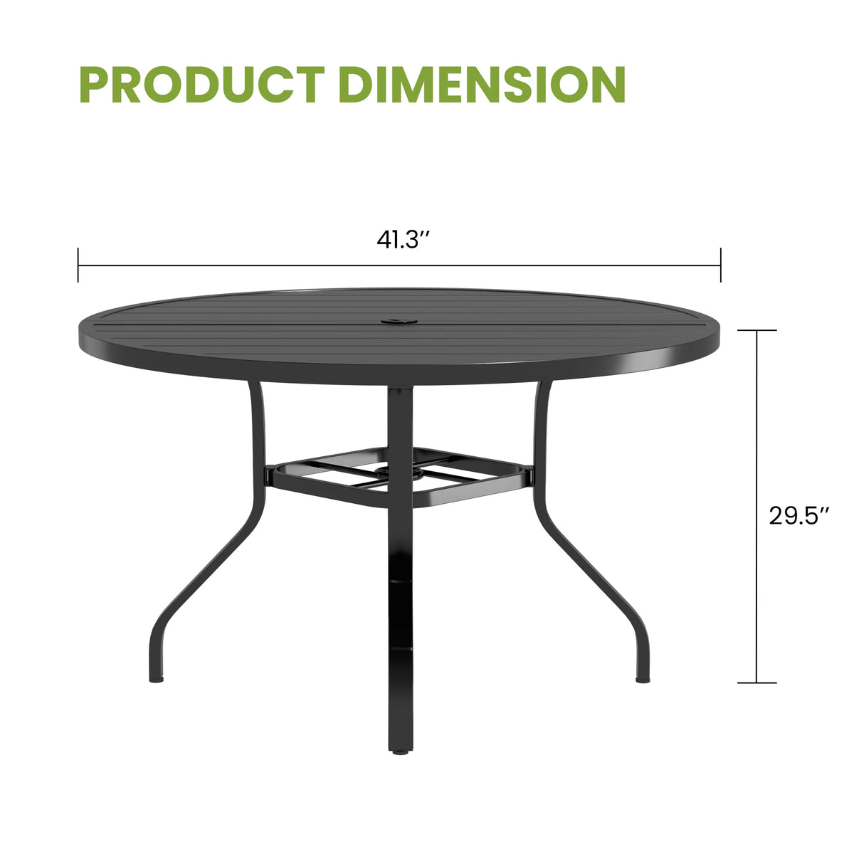 Farini Outdoor Round Patio Iron Dining Table Umbrella Hole