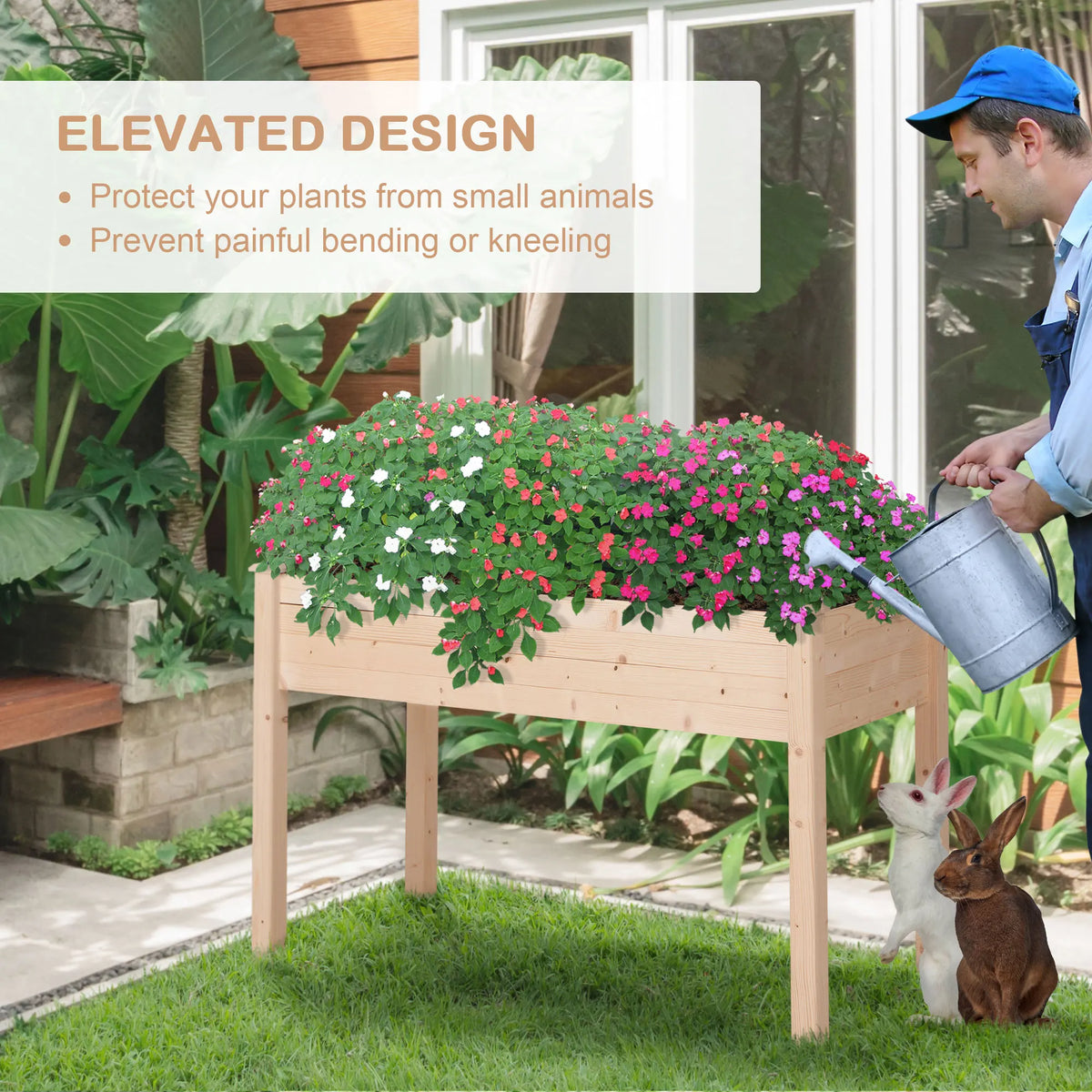 Outsunny Elevated Raised Garden Bed With Erosion Liner
