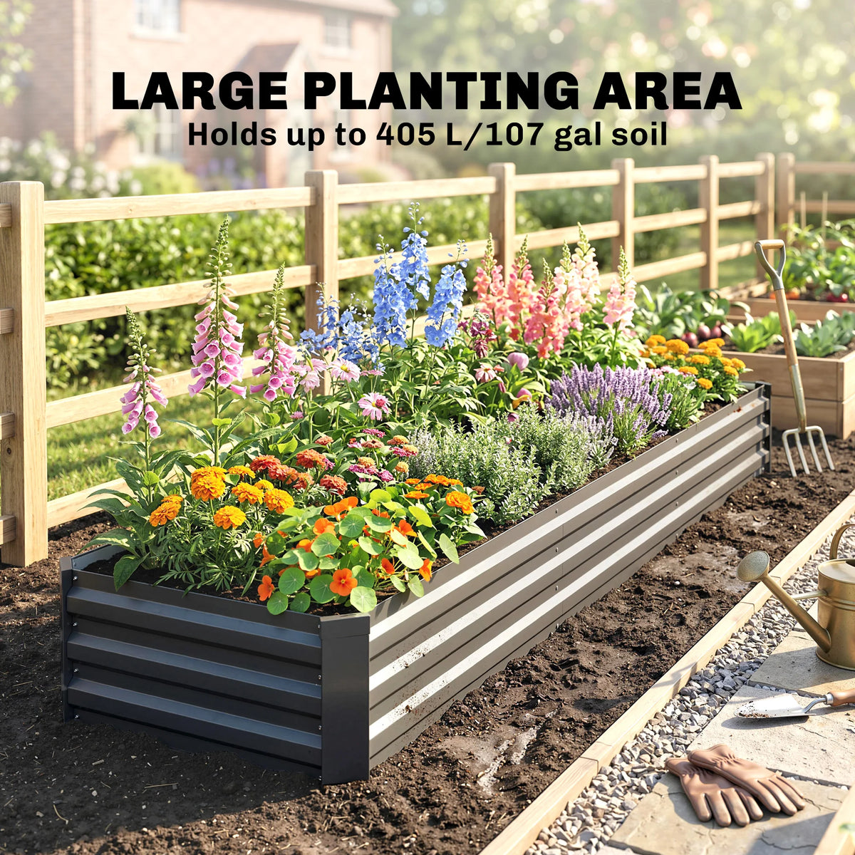 Outsunny Galvanized Raised Garden Bed Planter