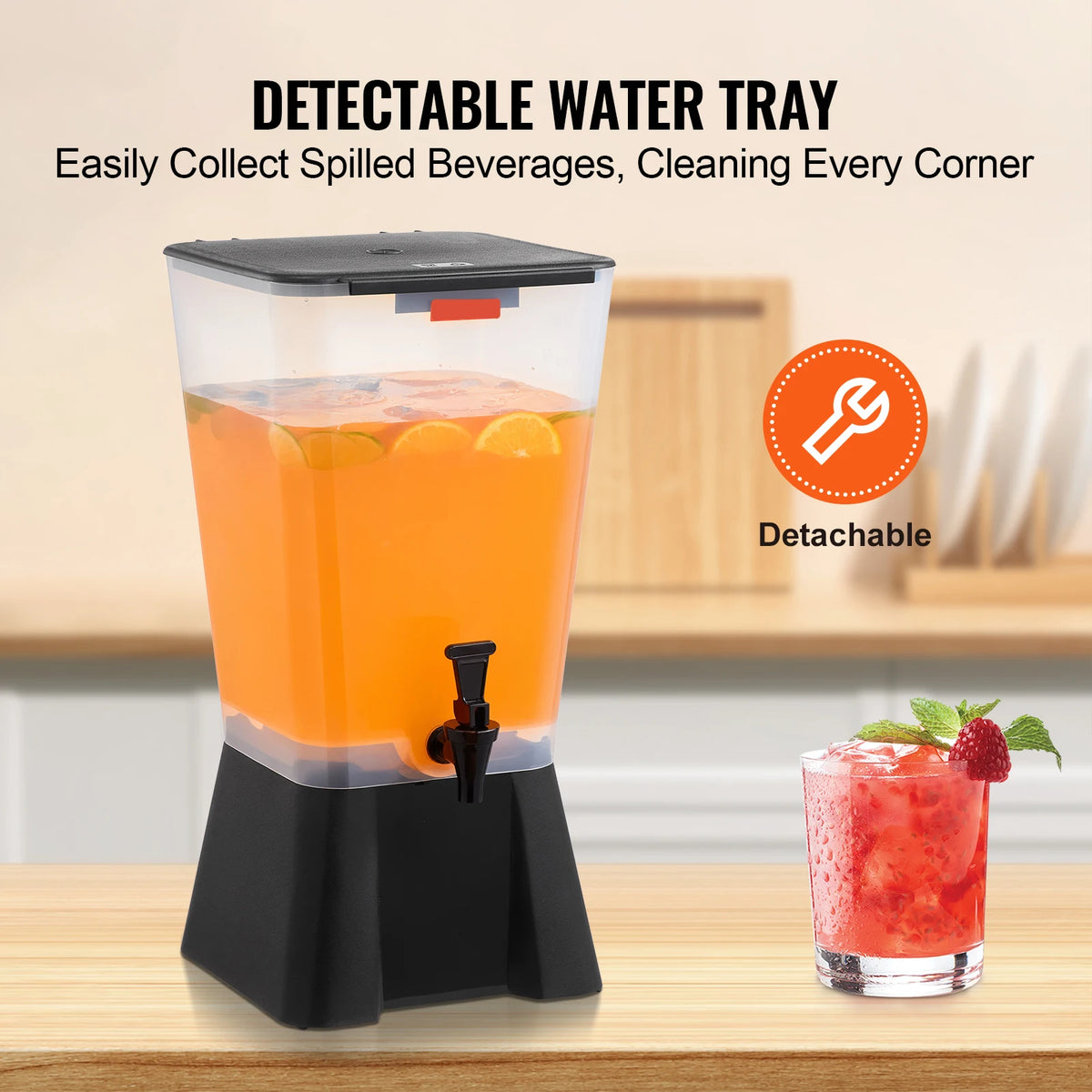SucceBuy Beverage Dispenser 5Gallon Drink Dispenser with No-Drip Spigot Iced Tea Lemonade Juice Water Dispensers for Restaurants