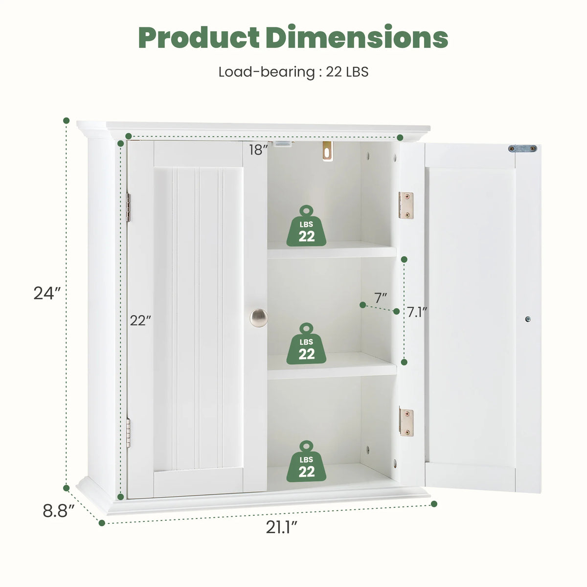 JHK Wall Mounted Cabinet With Two Doors For Living Room