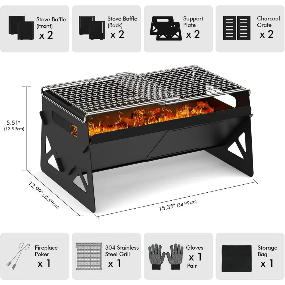 XIUWO Folding Portable Charcoal Grill With Carry Bag