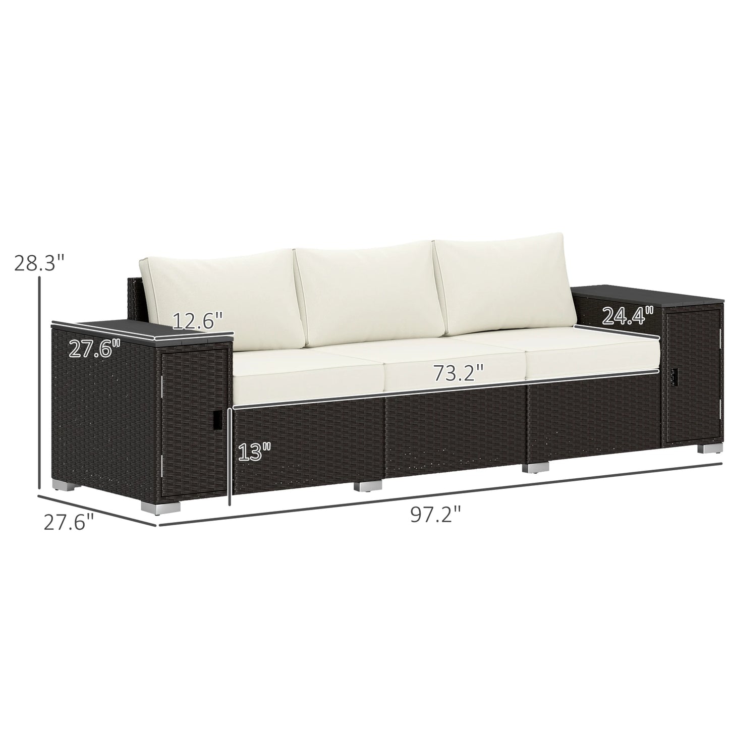 Rattan Outdoor Sofa With Storage And Cushions