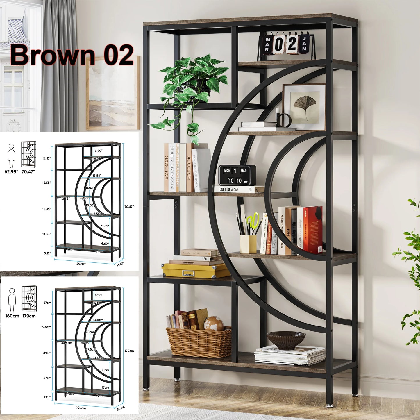 Tribesigns 5 Tier Industrial Etagere Bookshelf