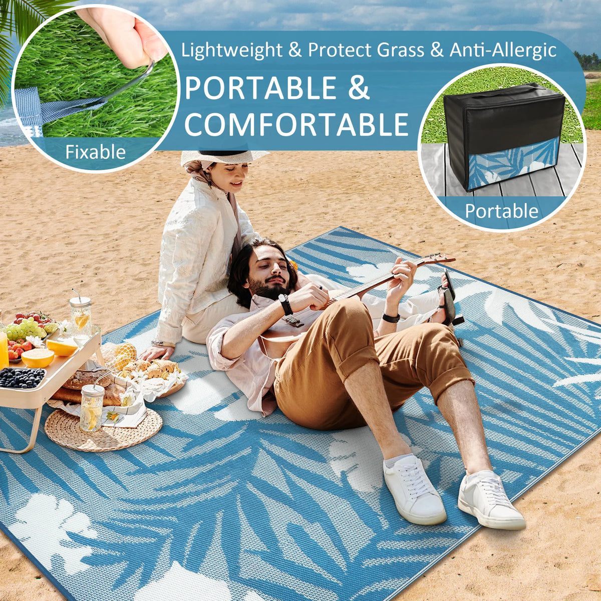 Outdoor Straw Rug Waterproof Polypropylene For Patio Deck