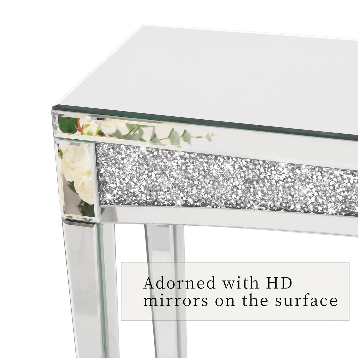Mirrored Console Table With Crystal Inlay