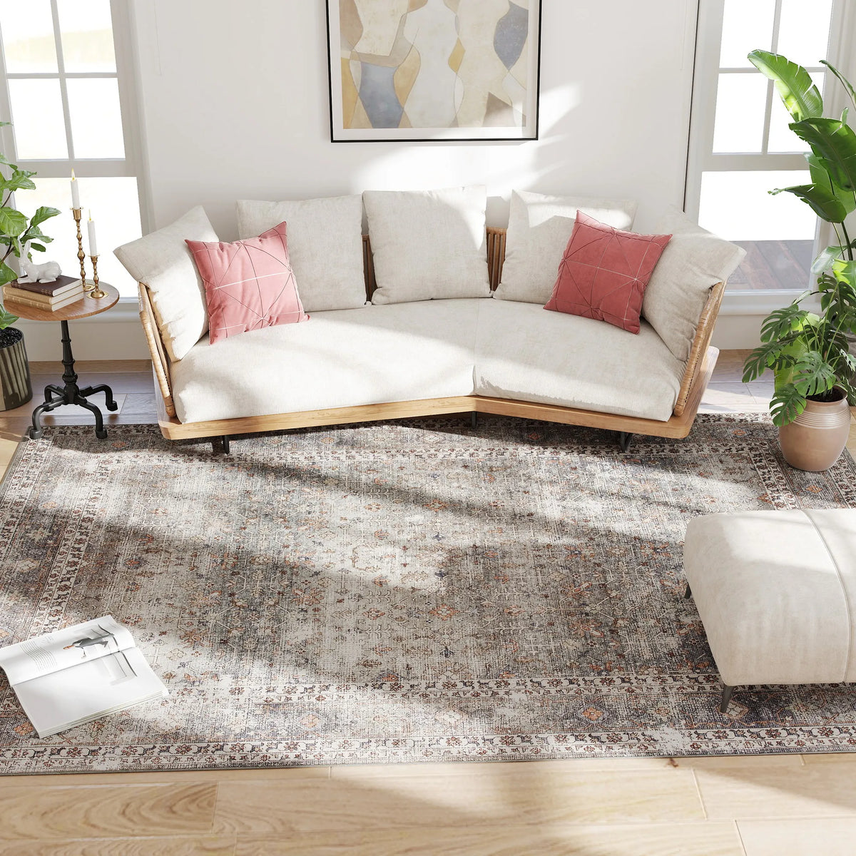 HOMCOM Traditional Machine Washable Non Slip Area Rug