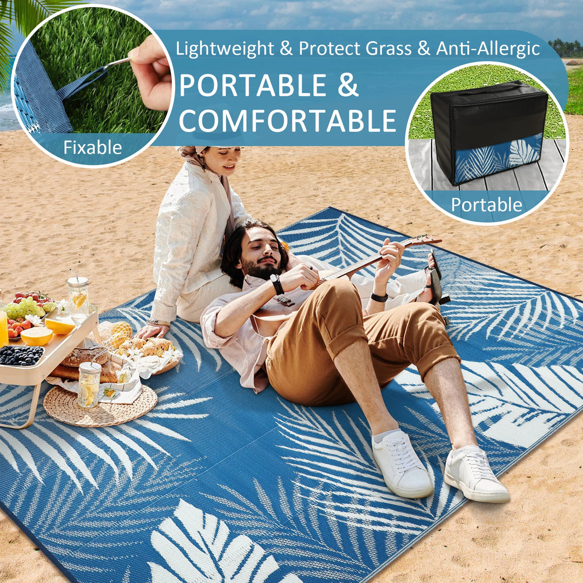 Outdoor Straw Rug Waterproof Polypropylene For Patio Deck