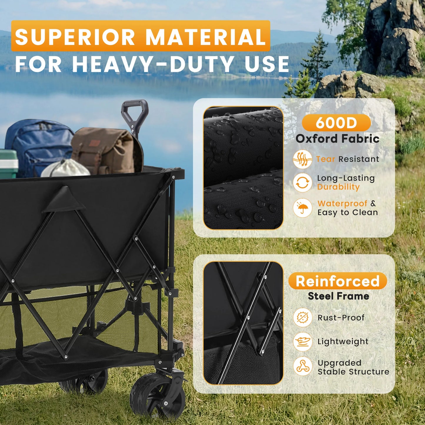 JHK Double Decker Wagon Cart 440 Lbs Outdoor
