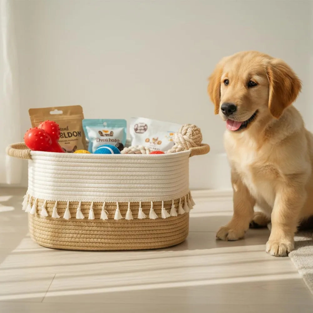 Decorative Cotton Rope Storage Baskets For Home Use