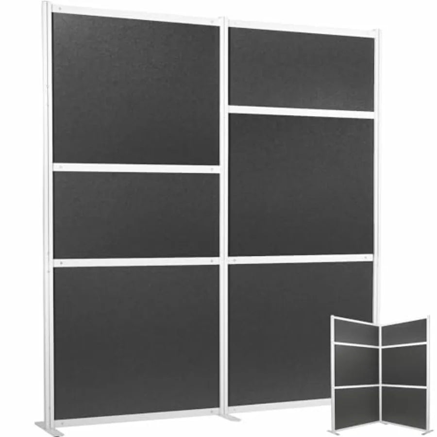 Modern Professional Office Cubicle Dividers: Dark Gray Freestanding Privacy Panel, PP-MWS84D, 76 x 84 inch, Modular Wall System