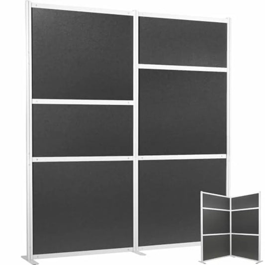 Modern Professional Office Cubicle Dividers: Dark Gray Freestanding Privacy Panel, PP-MWS84D, 76 x 84 inch, Modular Wall System