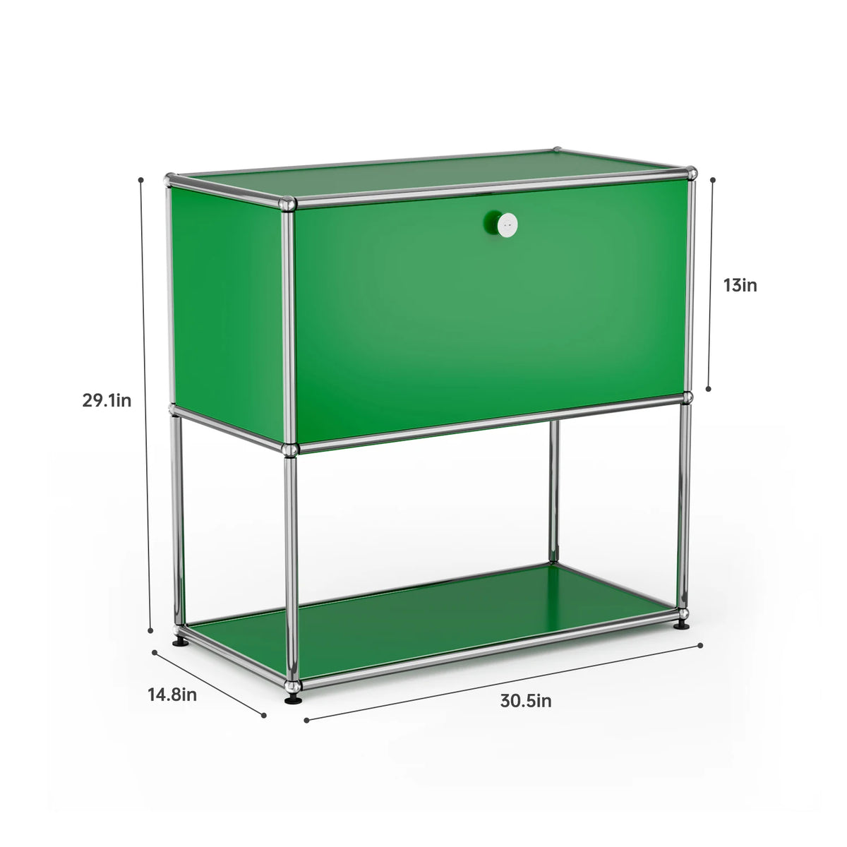 Modern Modular Nightstand Chrome Metal Frame Small Side End Table 2‑Tier Open Storage Bedside Cabinet for Bedroom