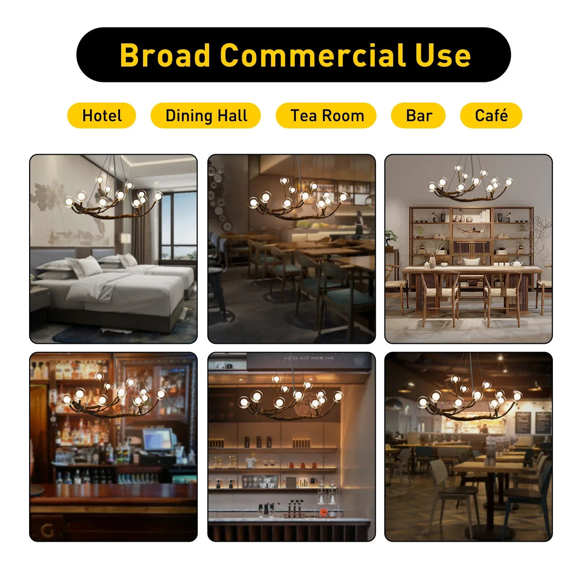 Bymaocar 12-Light Modern Branch Chandelier Adjustable Chain