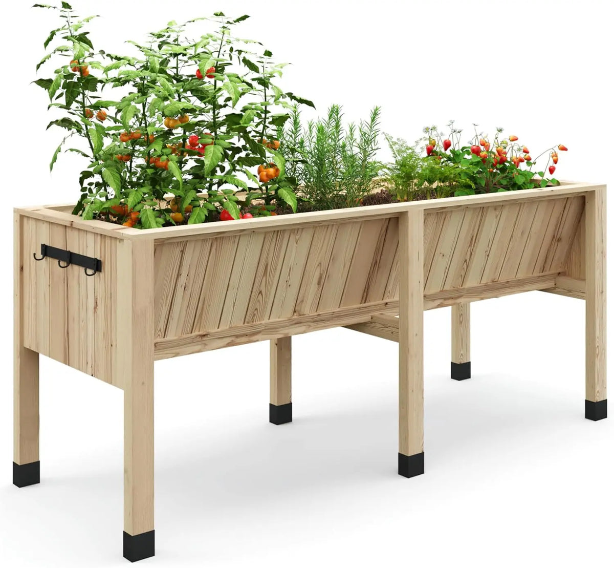 Raised WPC Planter Box Stand With Hooks
