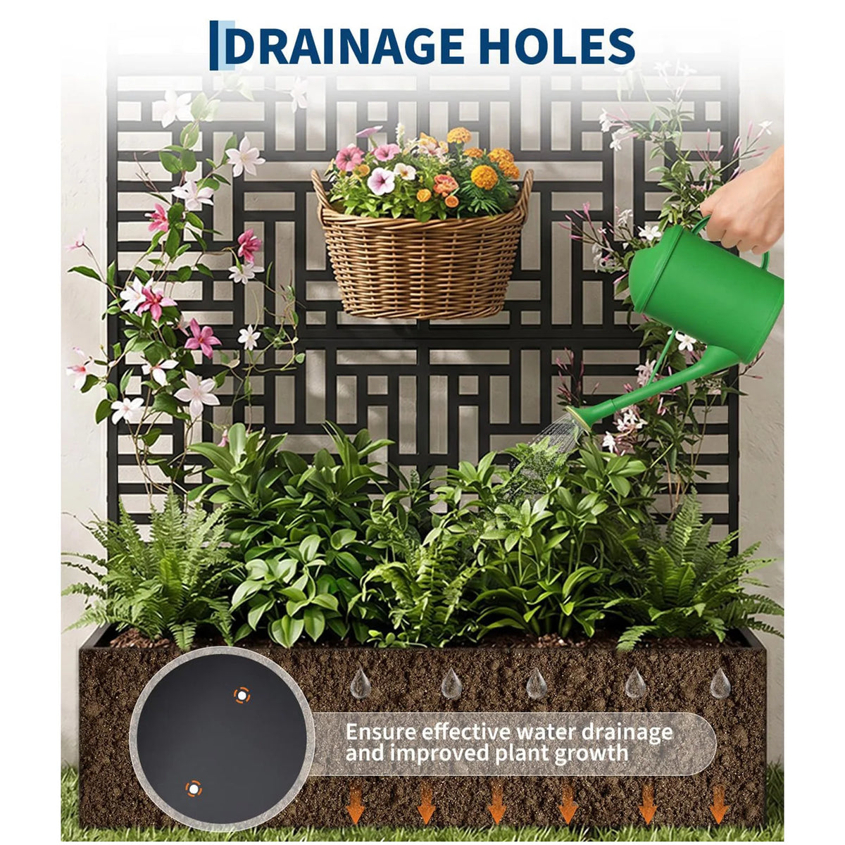 HiMISS Metal Raised Planter Box With Trellis