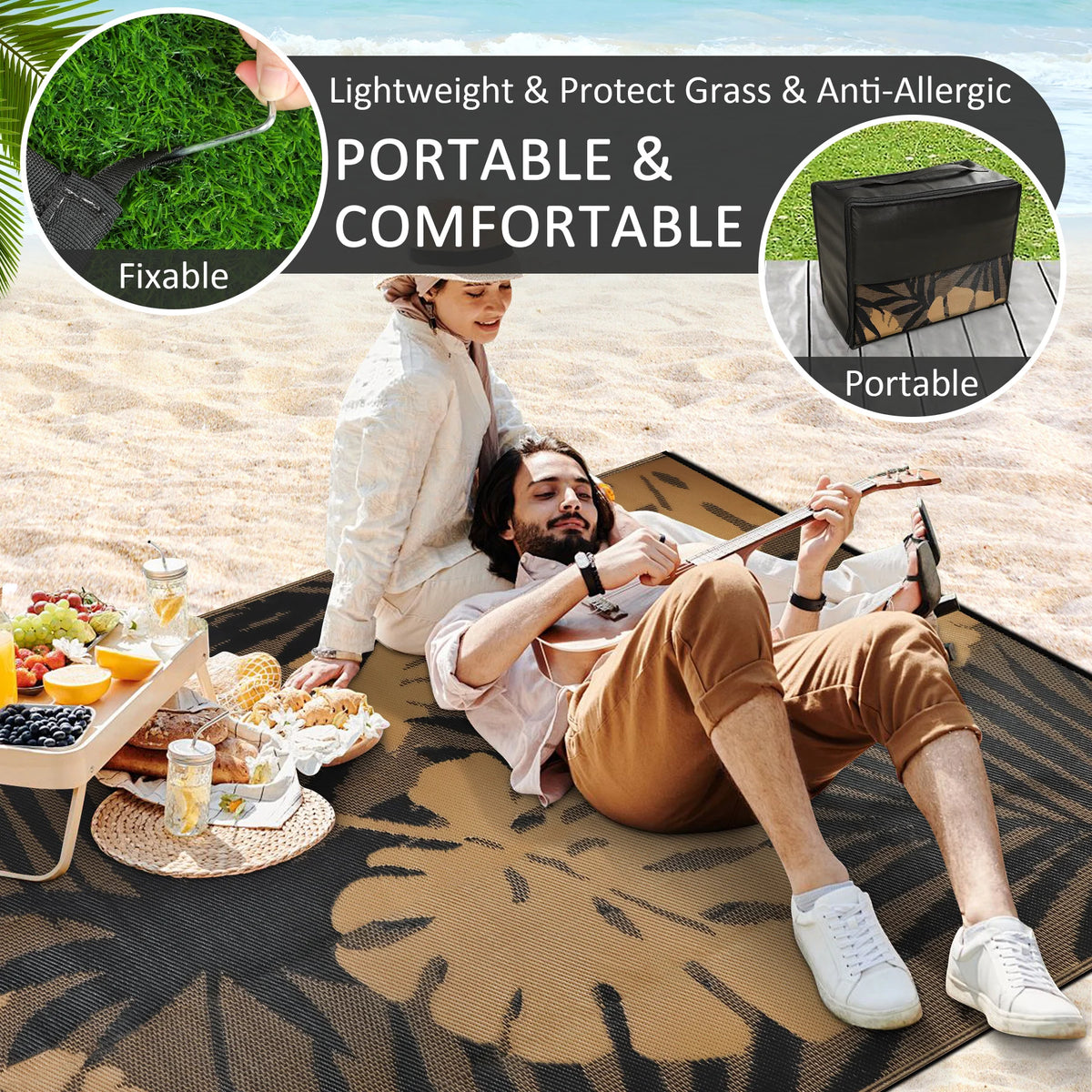 Outdoor Straw Rug Waterproof Polypropylene For Patio Deck