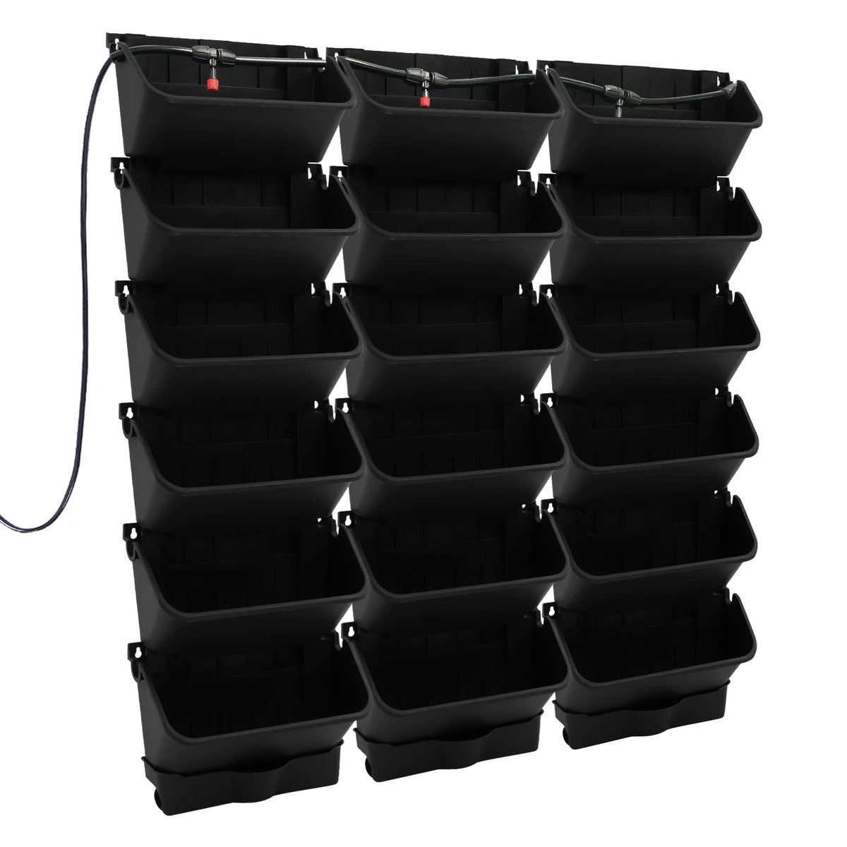 18 Pots Vertical Wall Planter Black Self-Watering Wall-Mounted Planter with Timer Indoor Outdoor Vertical Garden Kit