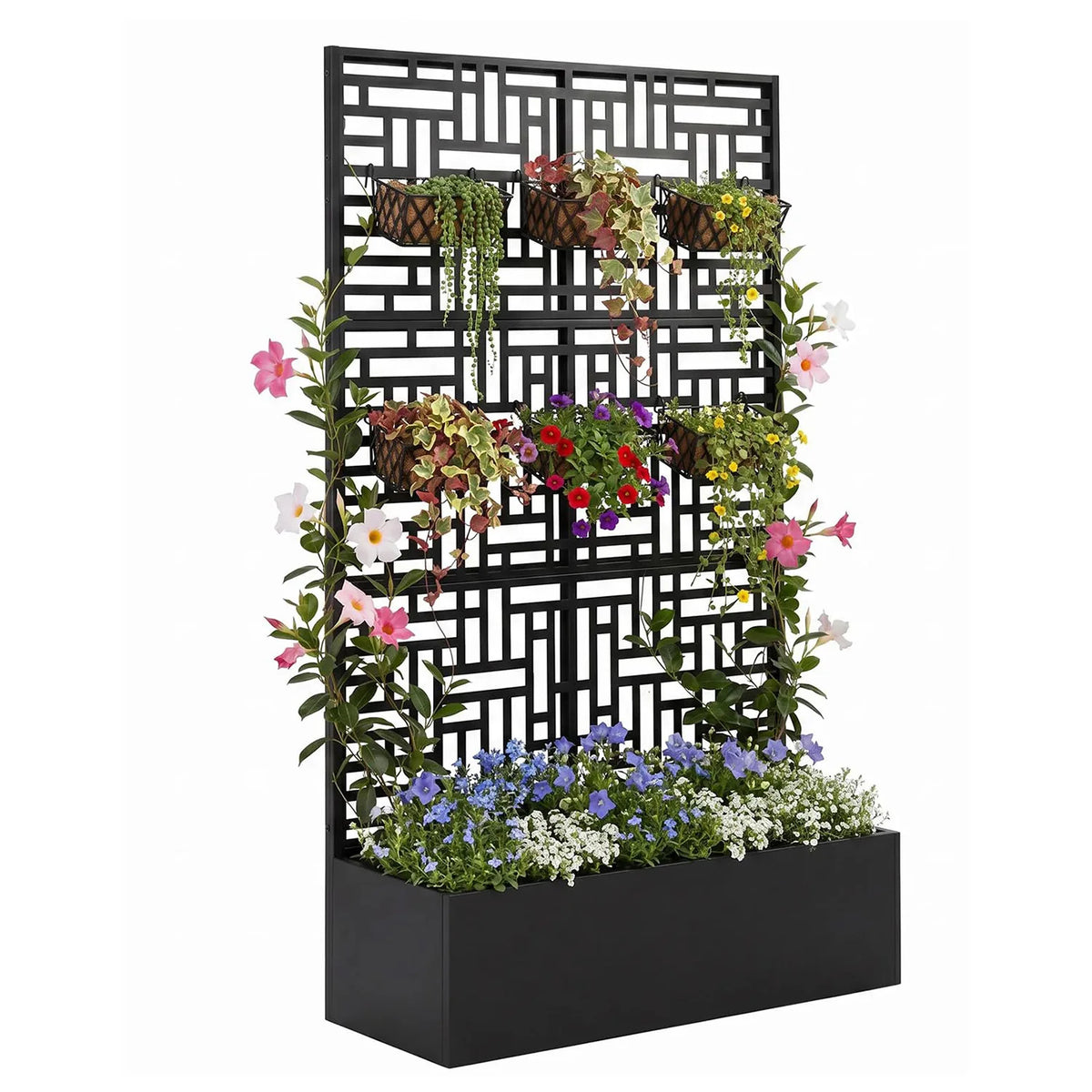 HiMISS Metal Raised Planter Box With Trellis