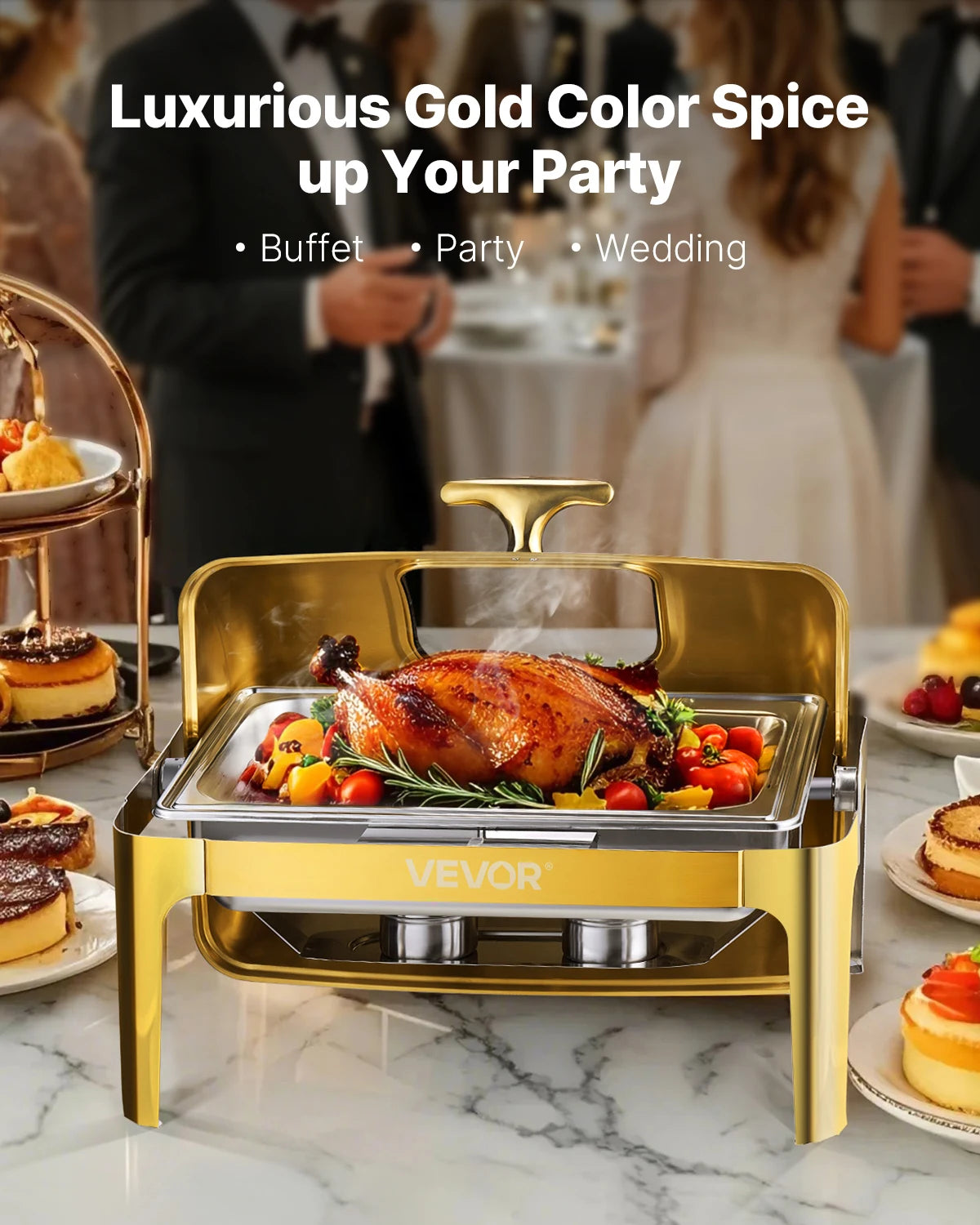 SucceBuy Stainless Steel Roll Top Chafing Dish
