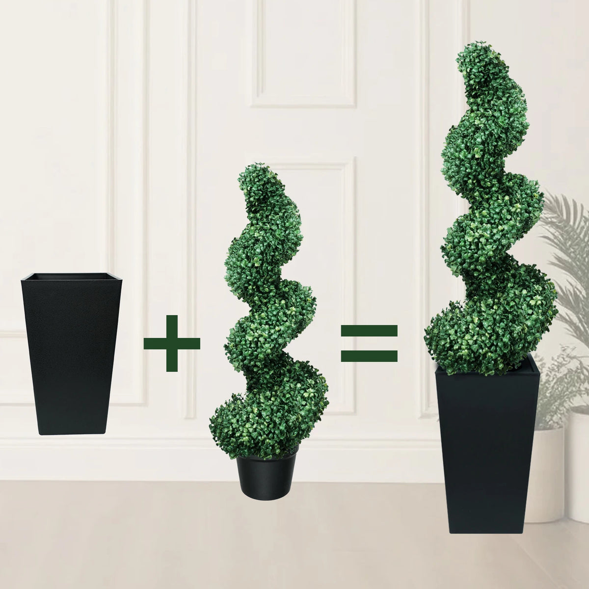 Olitree 2 Pieces Artificial Spiral Boxwood Topiary