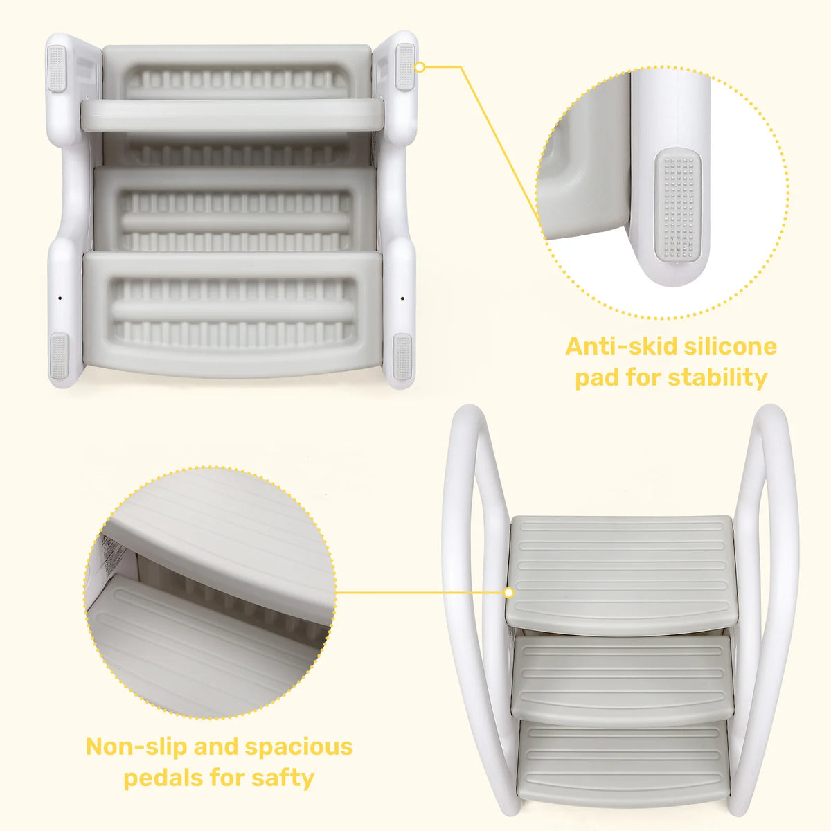 Toddler 3 Step Stool With Handles