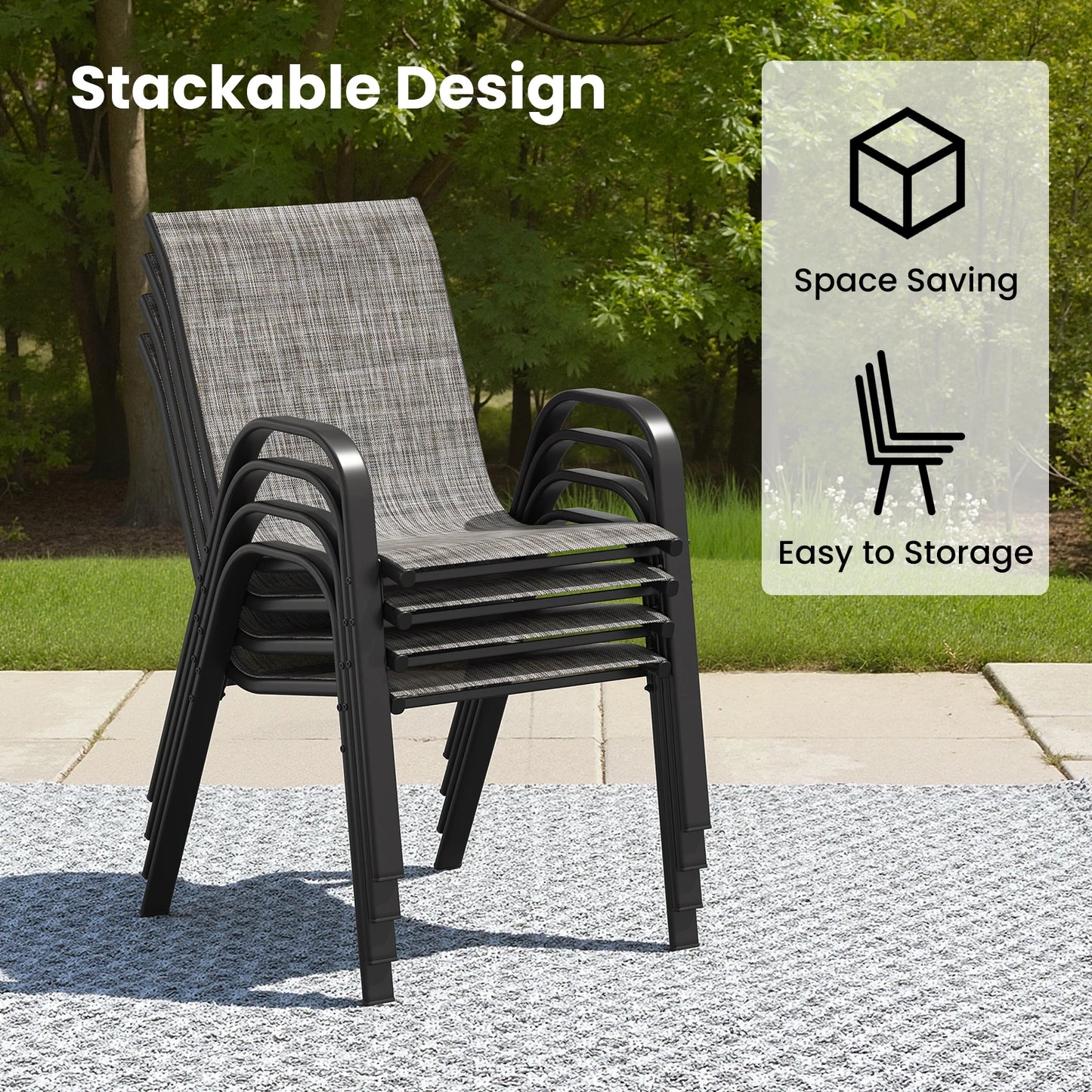 Farini 7-Piece Outdoor Dining Set for 6, Round Patio Table with 6 Chairs, Garden Furniture for Backyard, Deck
