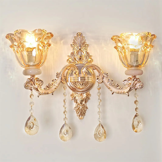 Vrygle Antique Floral Wall Sconce With Crystals