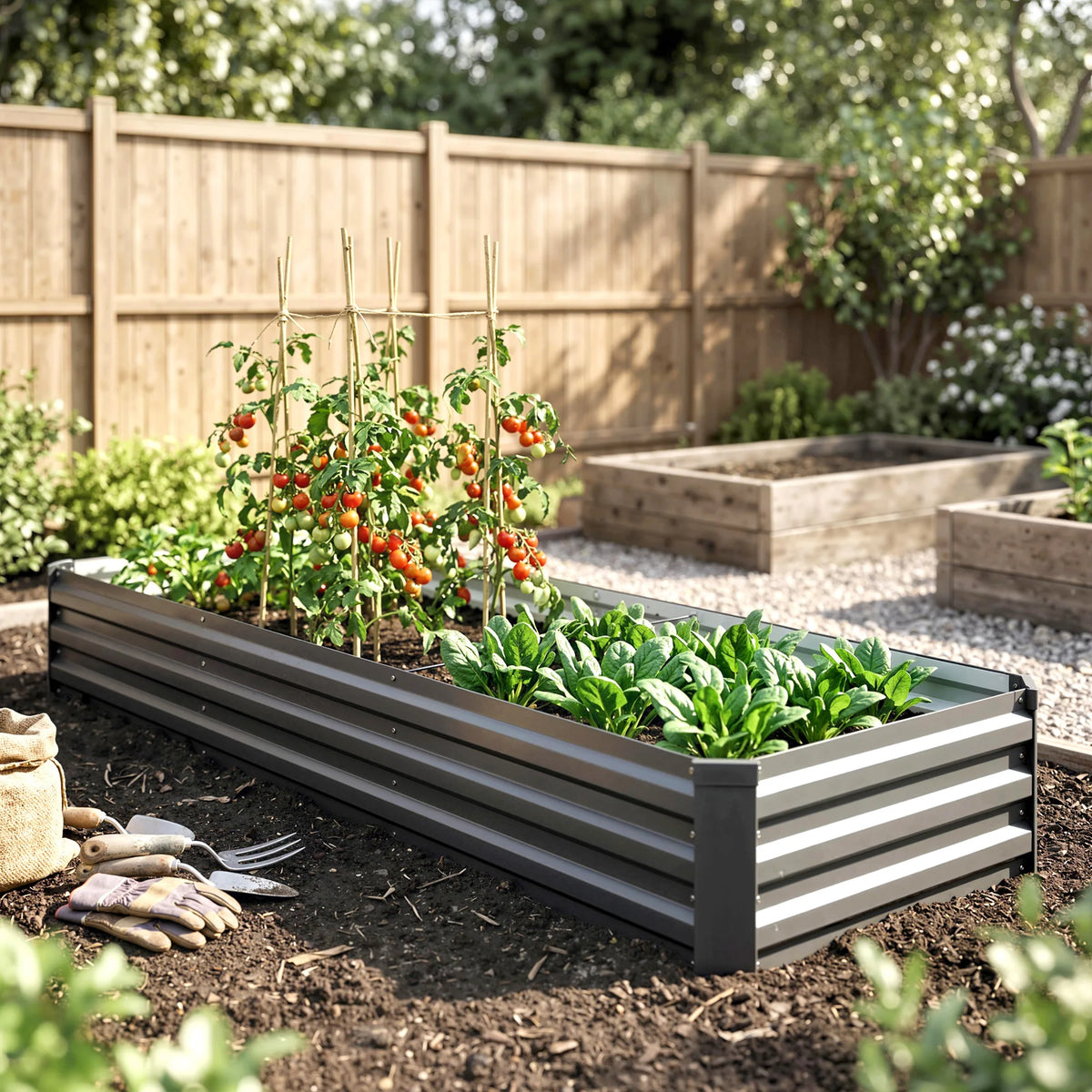 Outsunny Galvanized Raised Garden Bed Planter