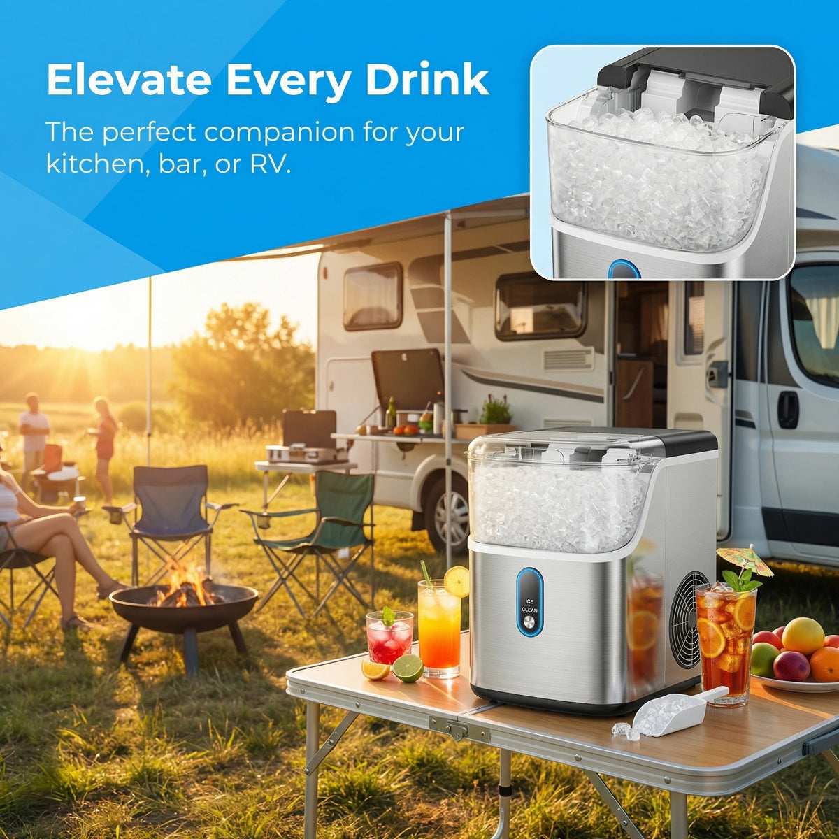 Philergo Countertop Nugget Ice Maker With Self Cleaning