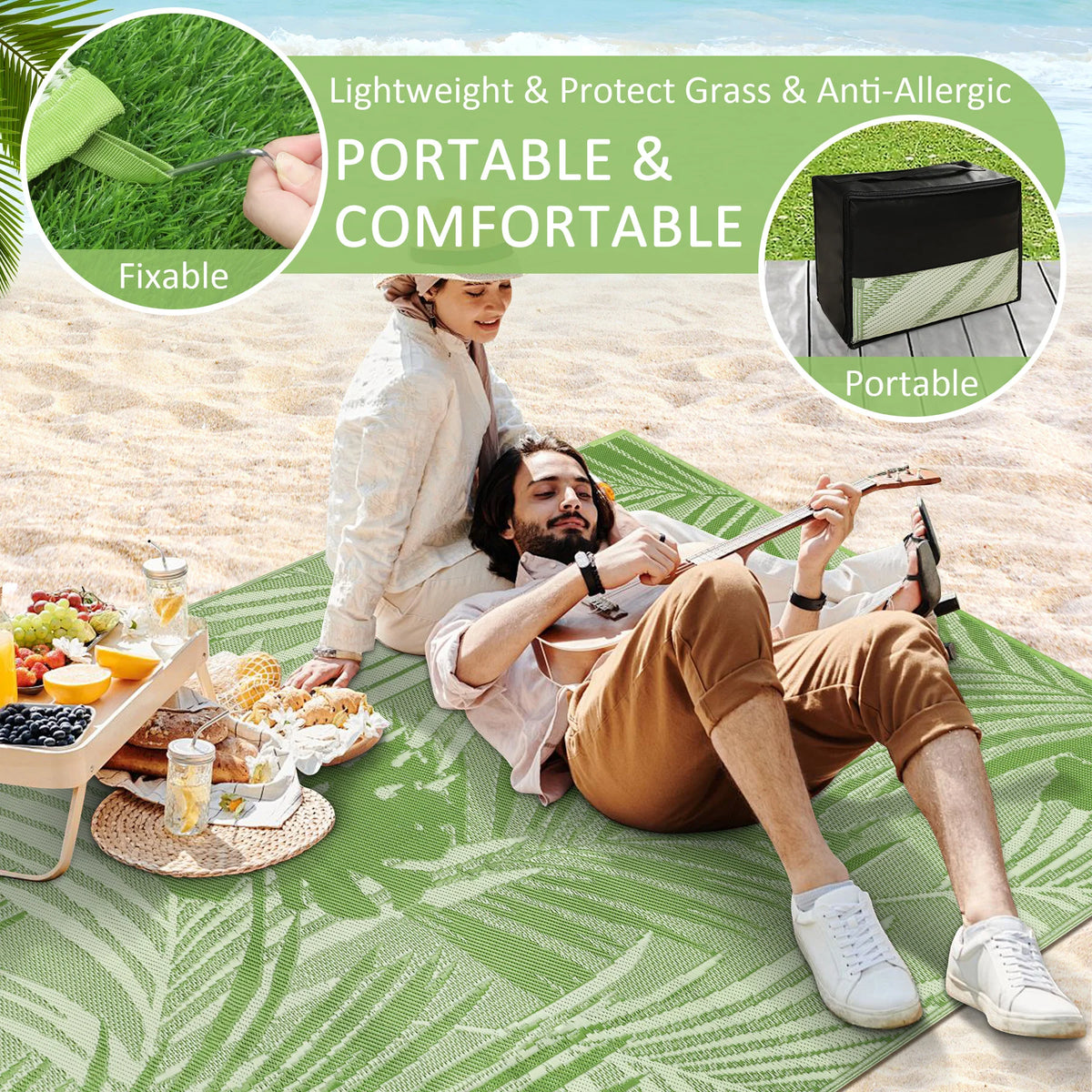 Outdoor Straw Rug Waterproof Polypropylene For Patio Deck