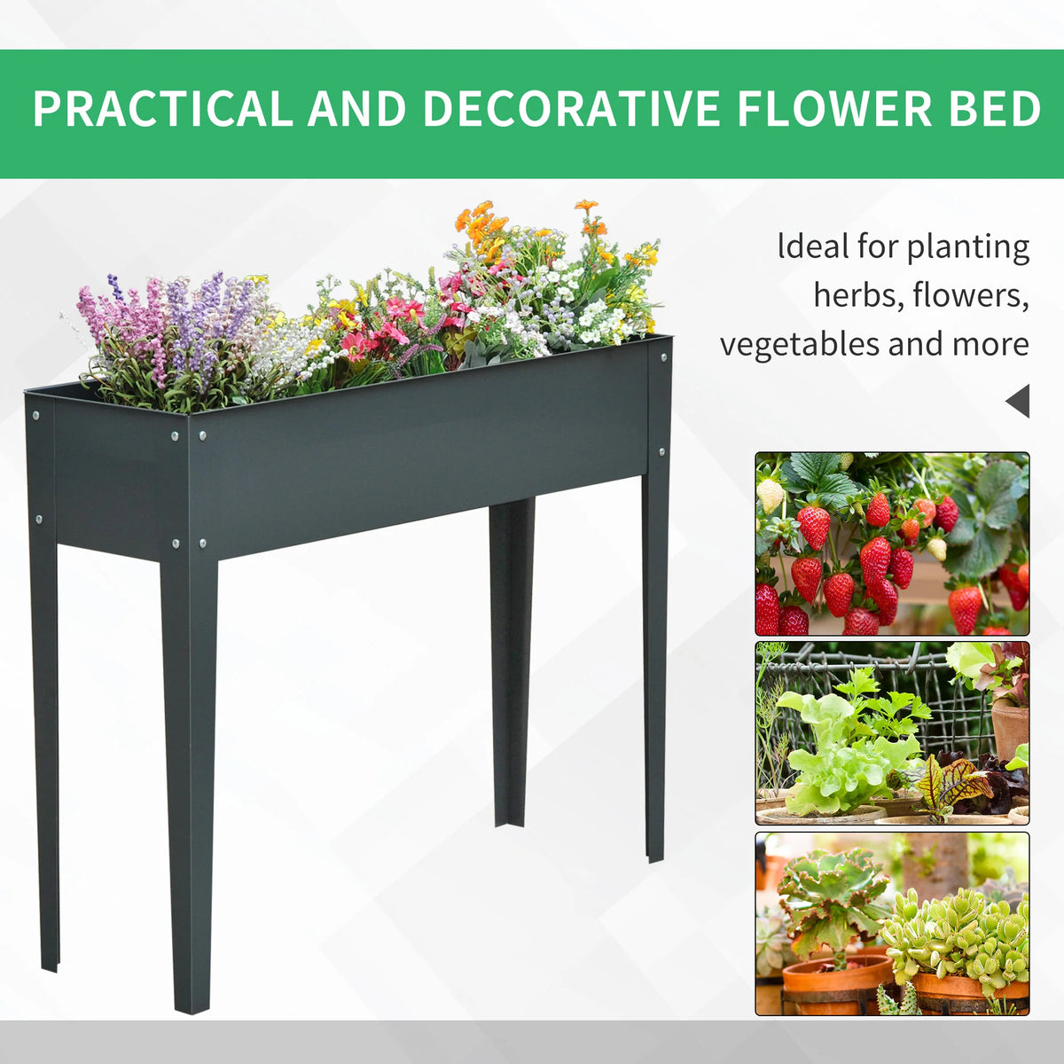 Outsunny Elevated Raised Garden Planter Box