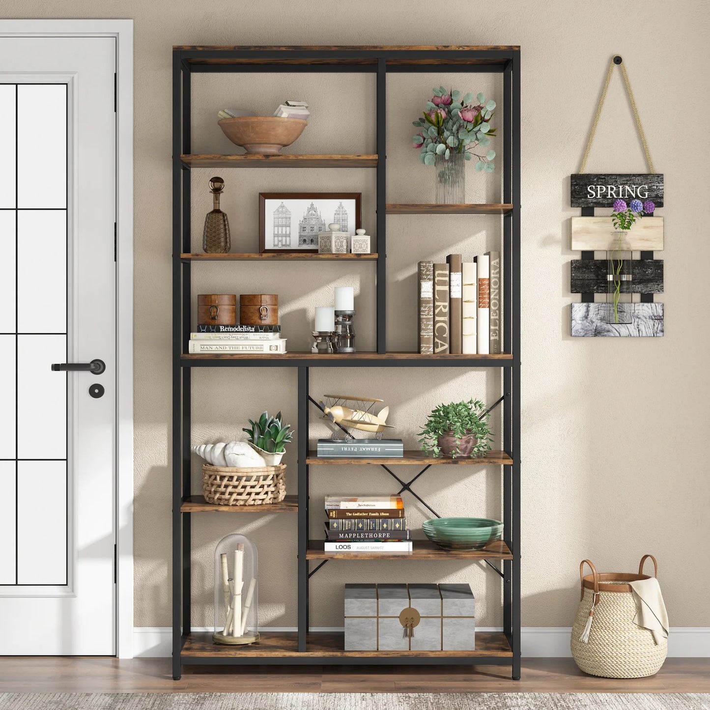 Tribesigns 9-Tier Industrial Bookcase Open Shelves