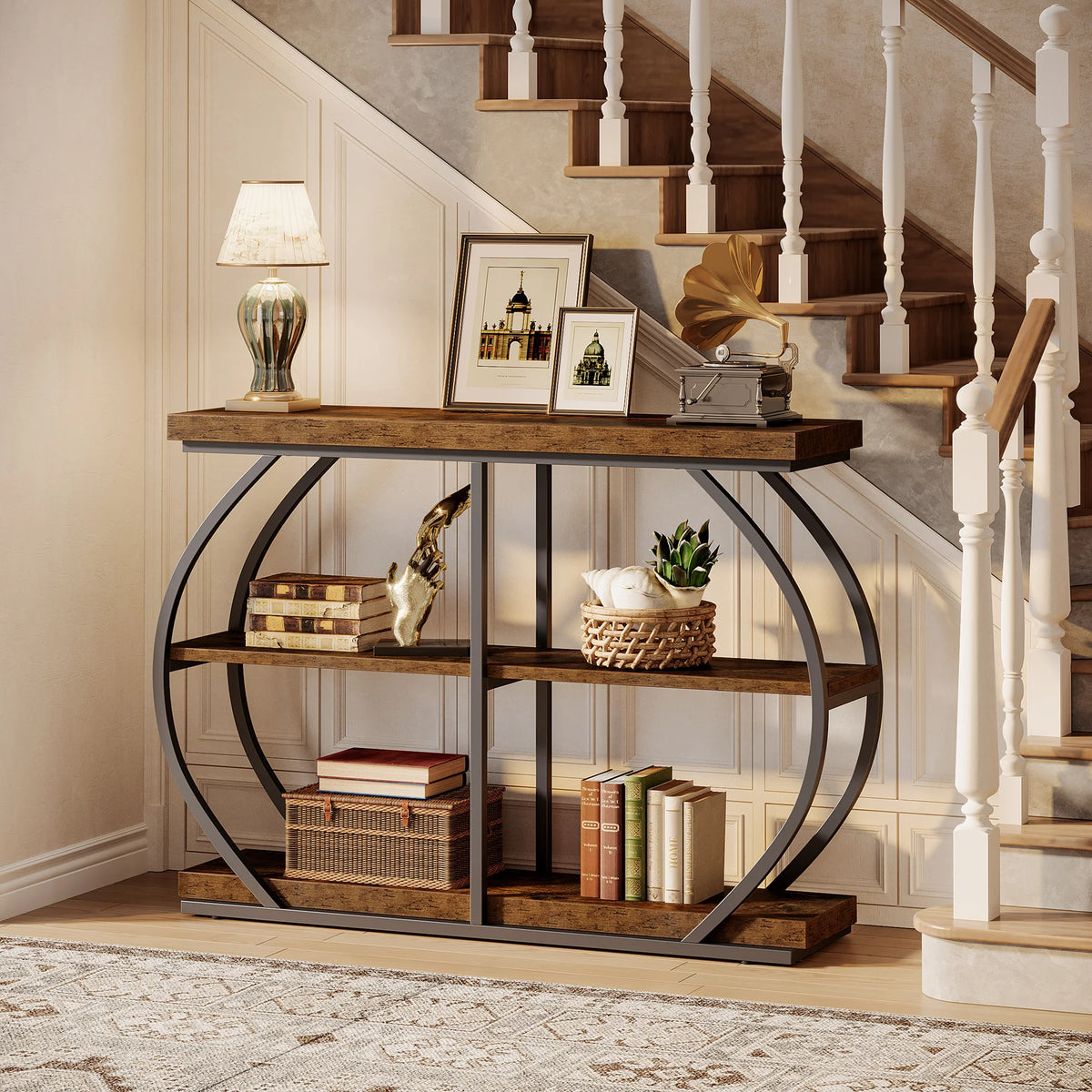 Tribesigns Console Table With Arched Metal Frame And Storage