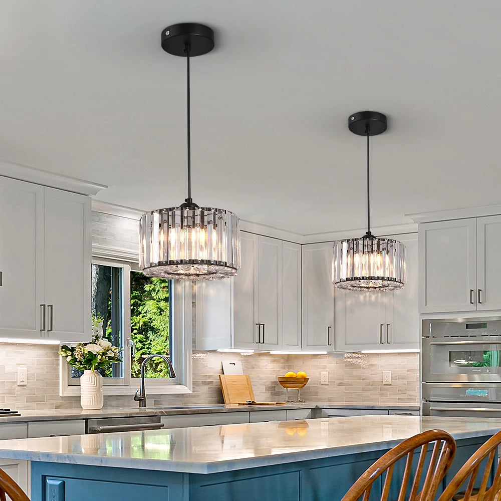 GreeLustr Modern Pendant Light Crystal Chandelier Nordic Hanging Ceiling Lamp Living Dining Room Kitchen Island Decor Fixture