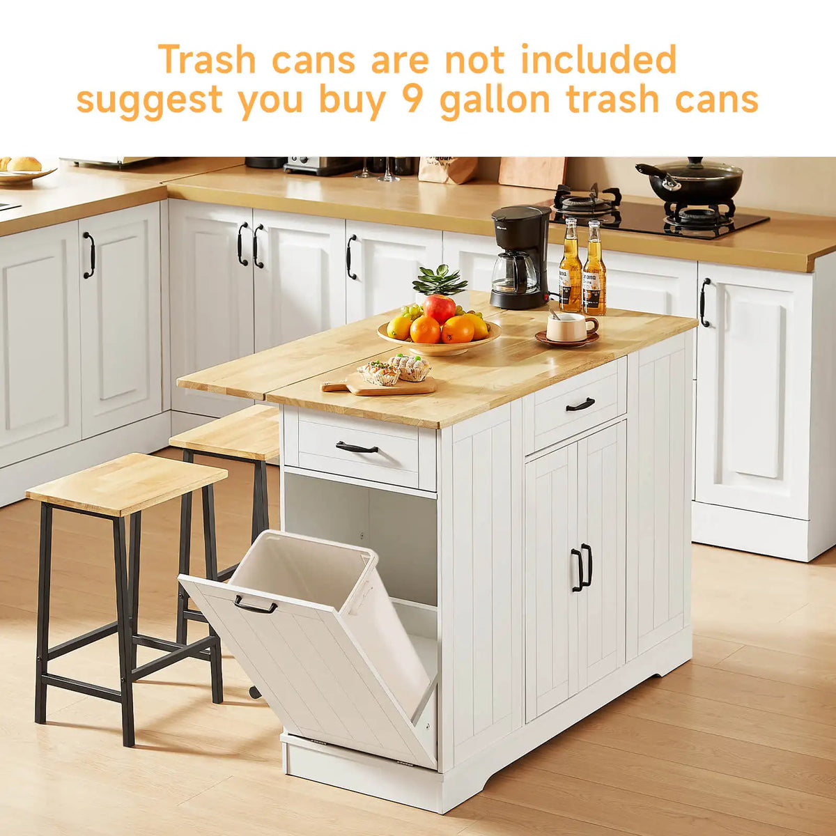 ONBRILL Kitchen Island With Drop Leaf And Chairs