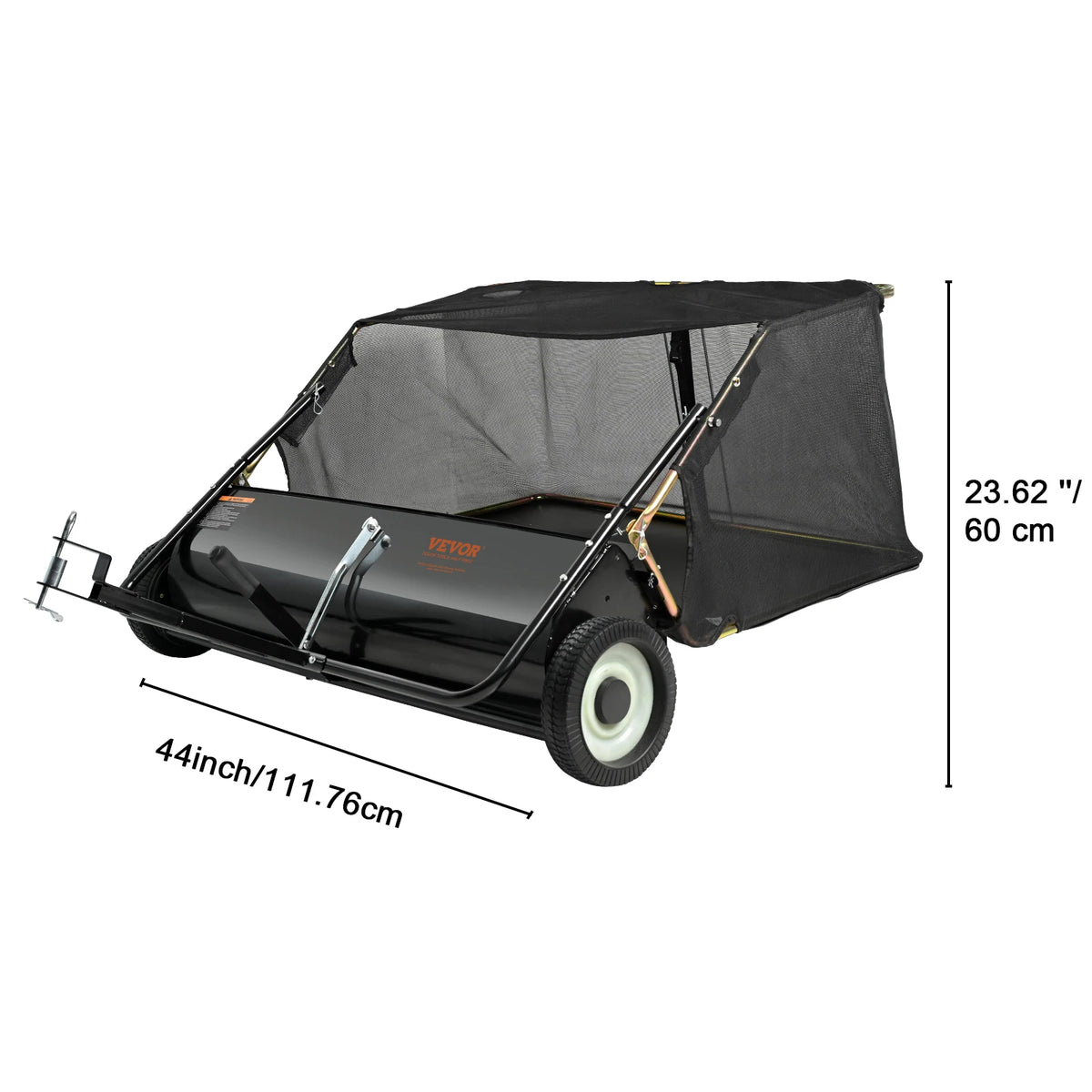 SucceBuy Tow Behind Lawn 21/26/44/50in Sweeper Large Capacity Heavy Duty Leaf & Grass Collector with Adjustable Sweeping Lawn