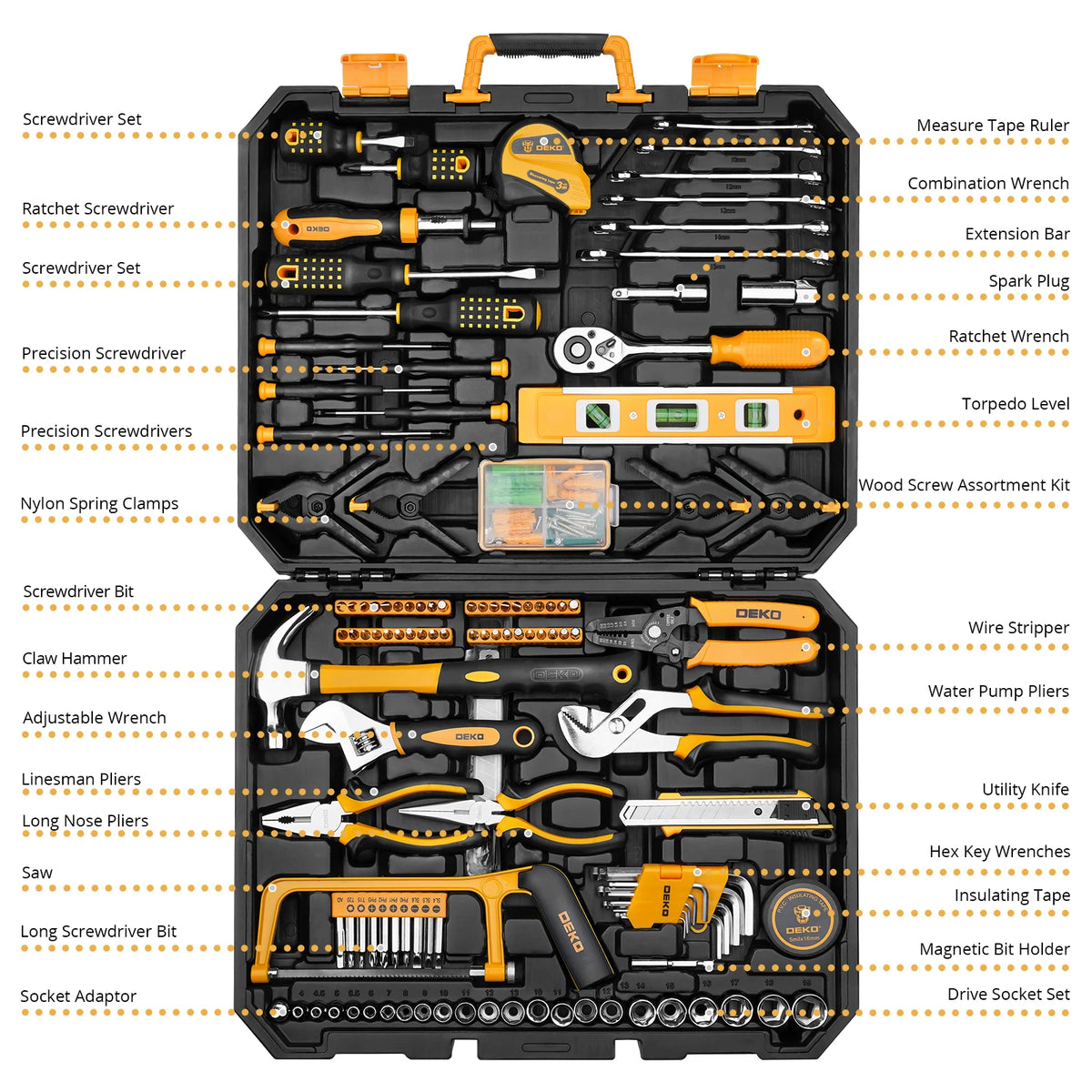 DEKOPRO 228 Piece Socket Wrench Auto Tool Set